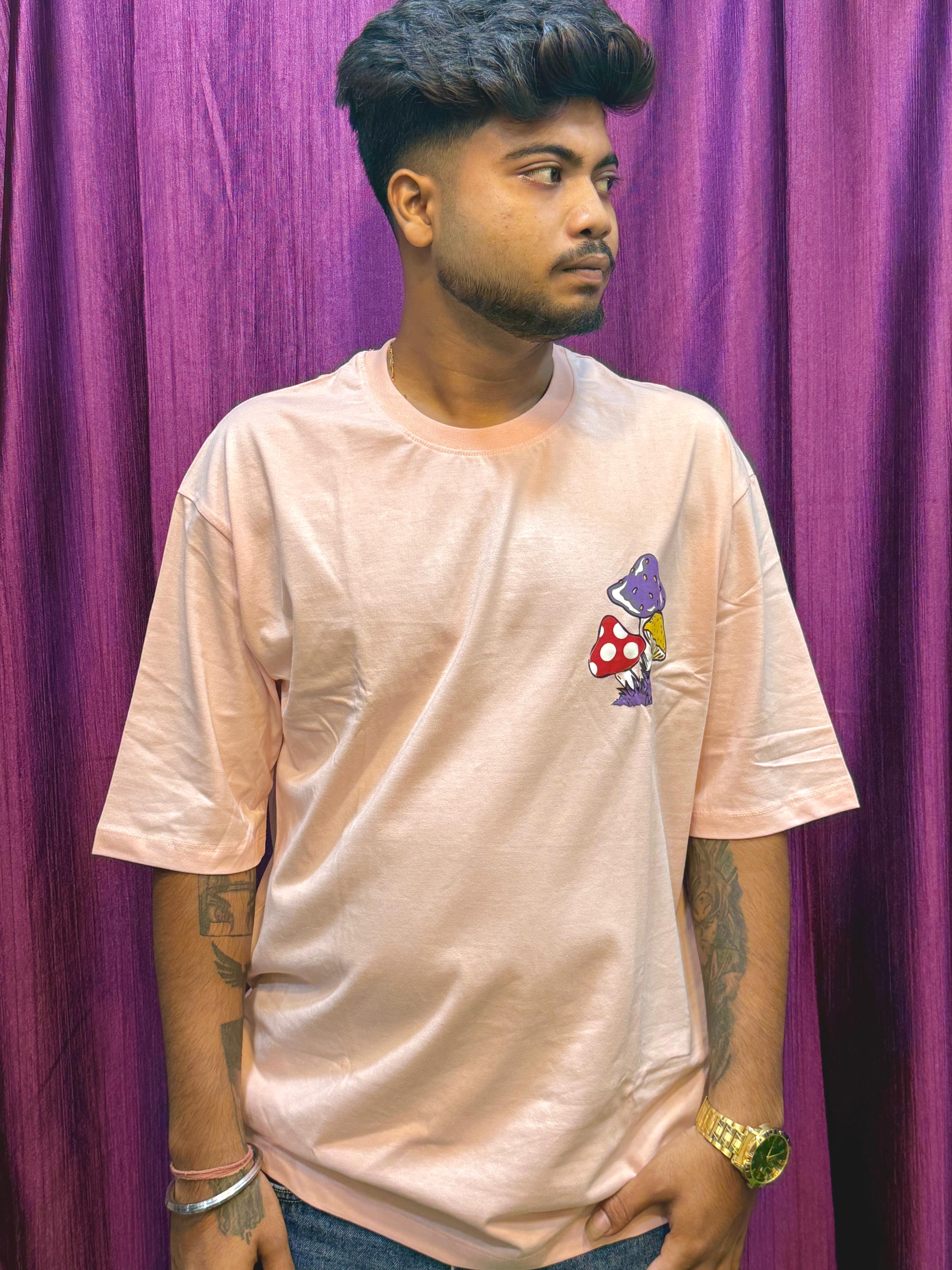 Real Eyes Realize Graphic Oversized T-Shirt – Peach Pink Edition