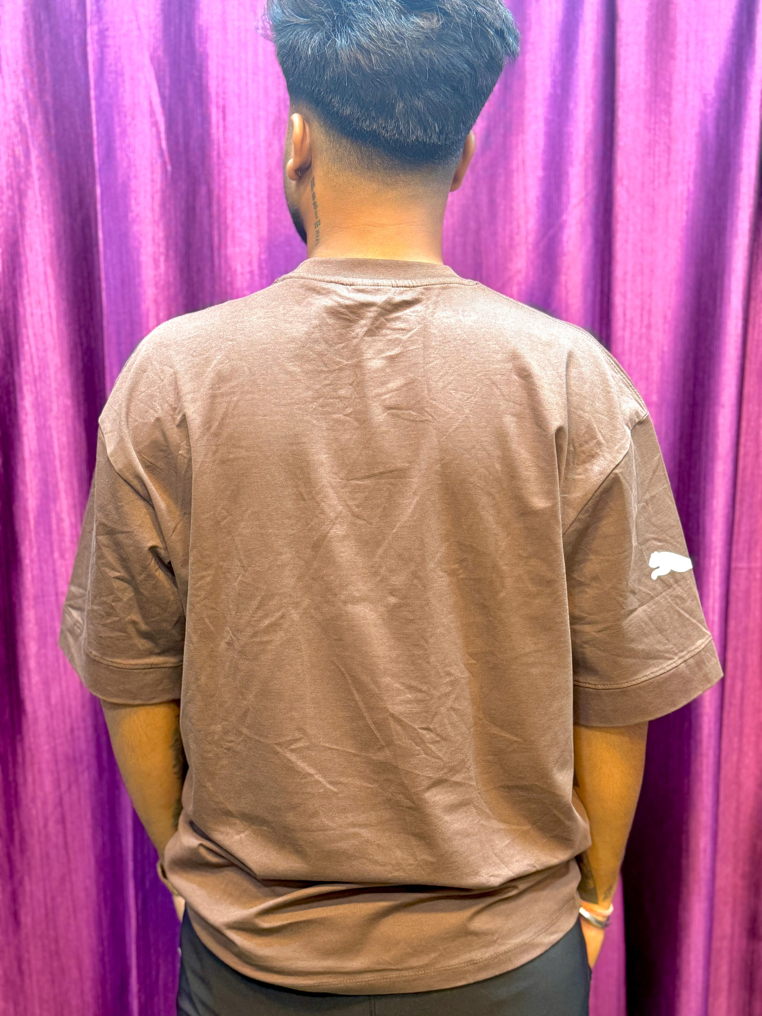 Puma Inspired Brown Graphic Oversized T-Shirt