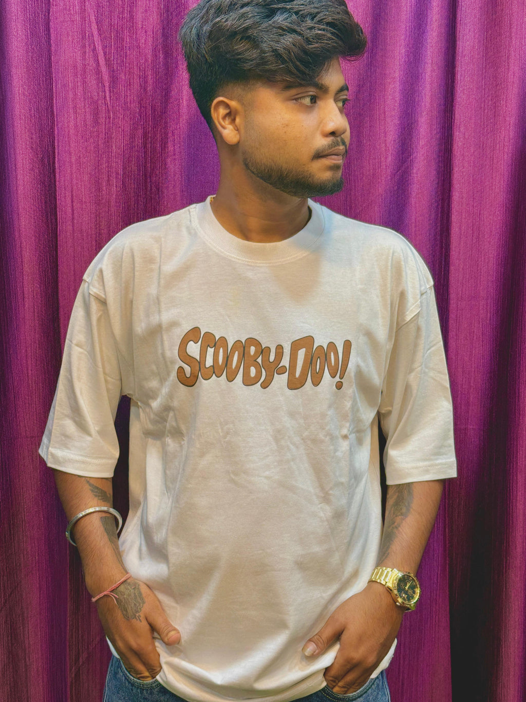 Men's Oversized Scooby-Doo Graphic T-Shirt – (Cream White)