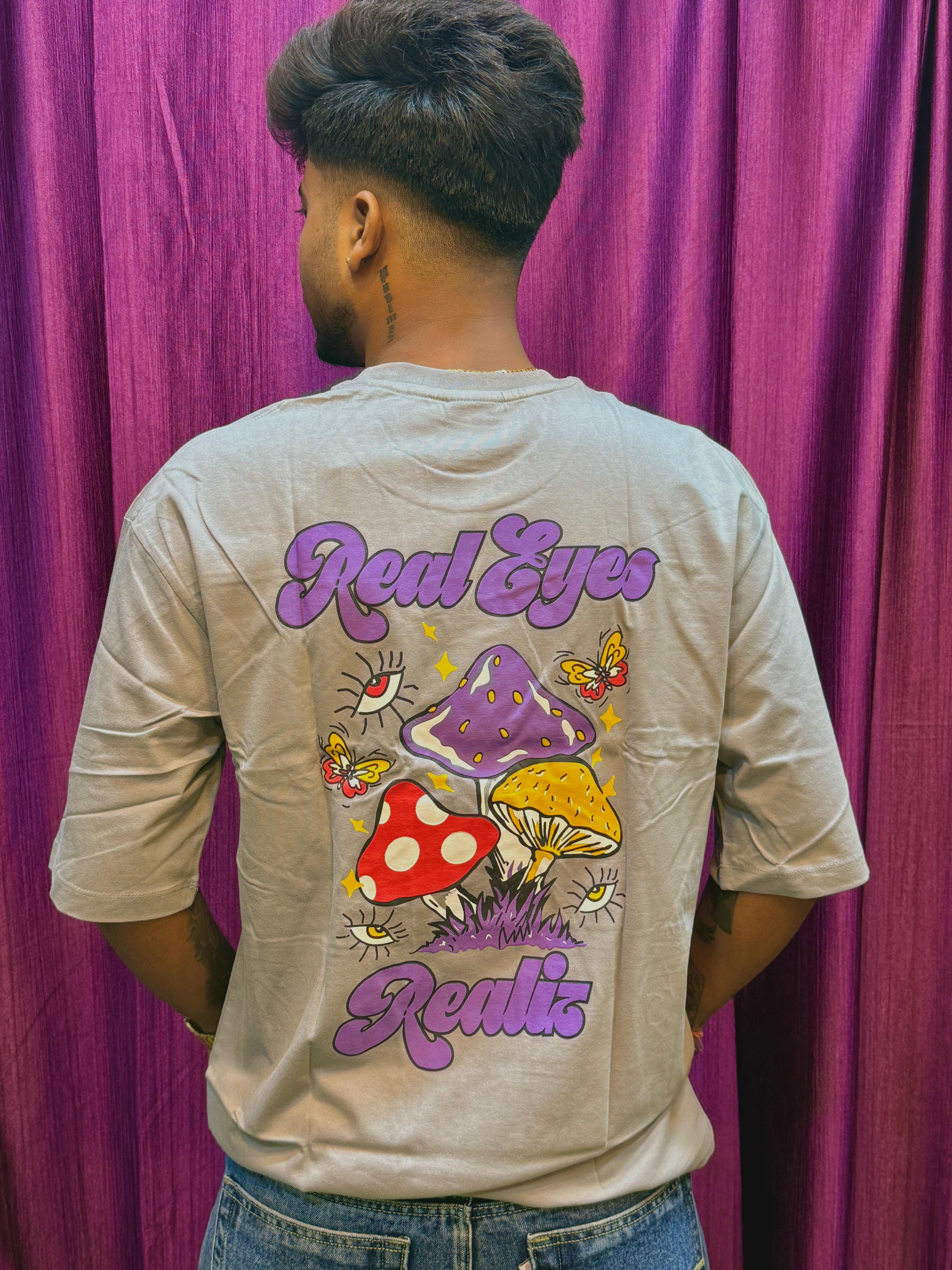 Real Eyes Realize Graphic Oversized T-Shirt – Cool Grey Edition
