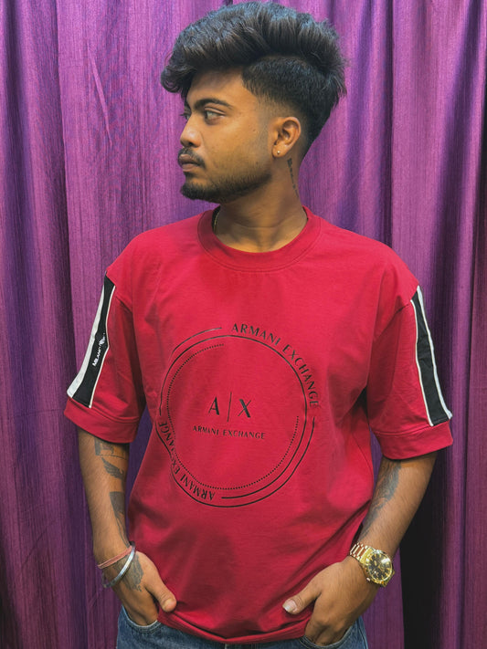 Armani Exchange Red Graphic Oversized T-Shirt – A|X Edition