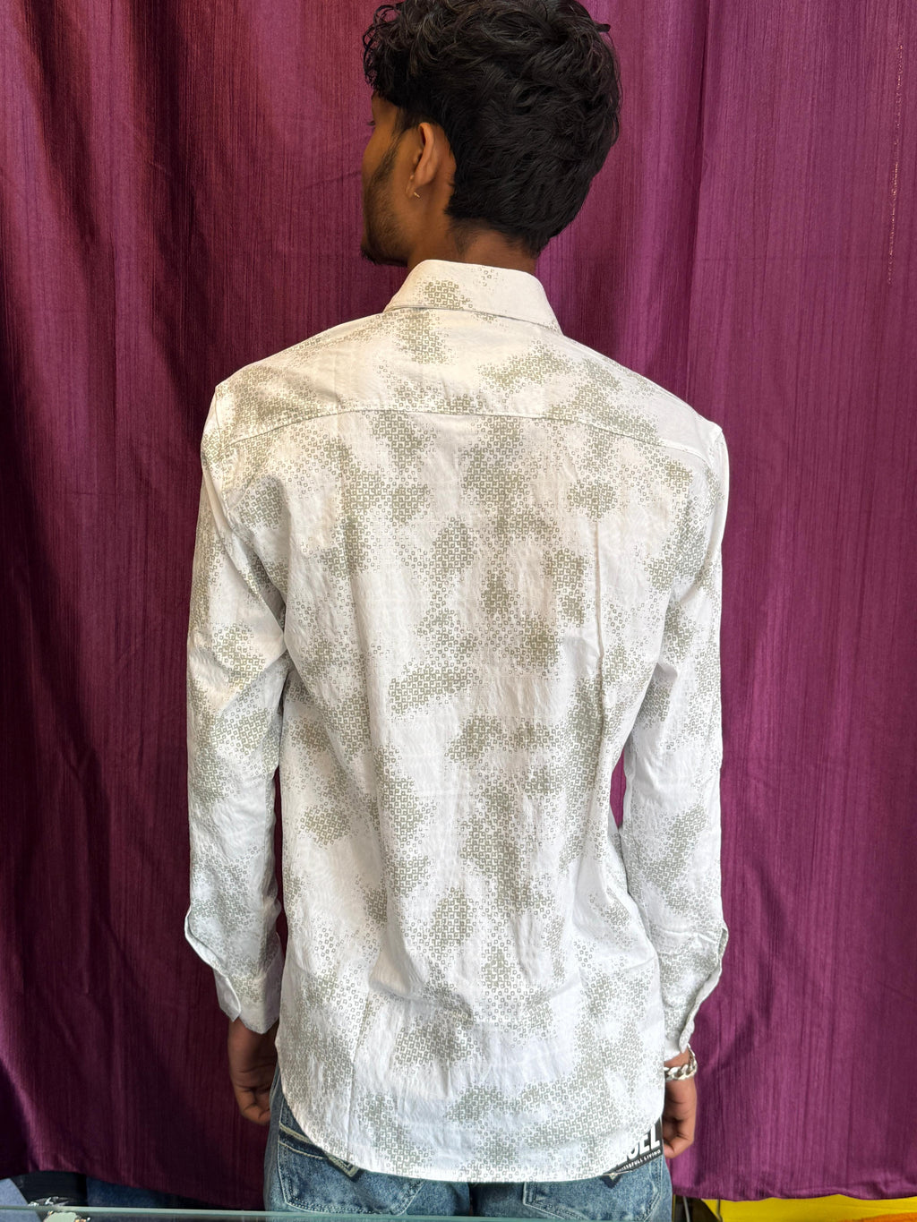 Men's Stylish White Printed Cotton Shirt – Full Sleeves