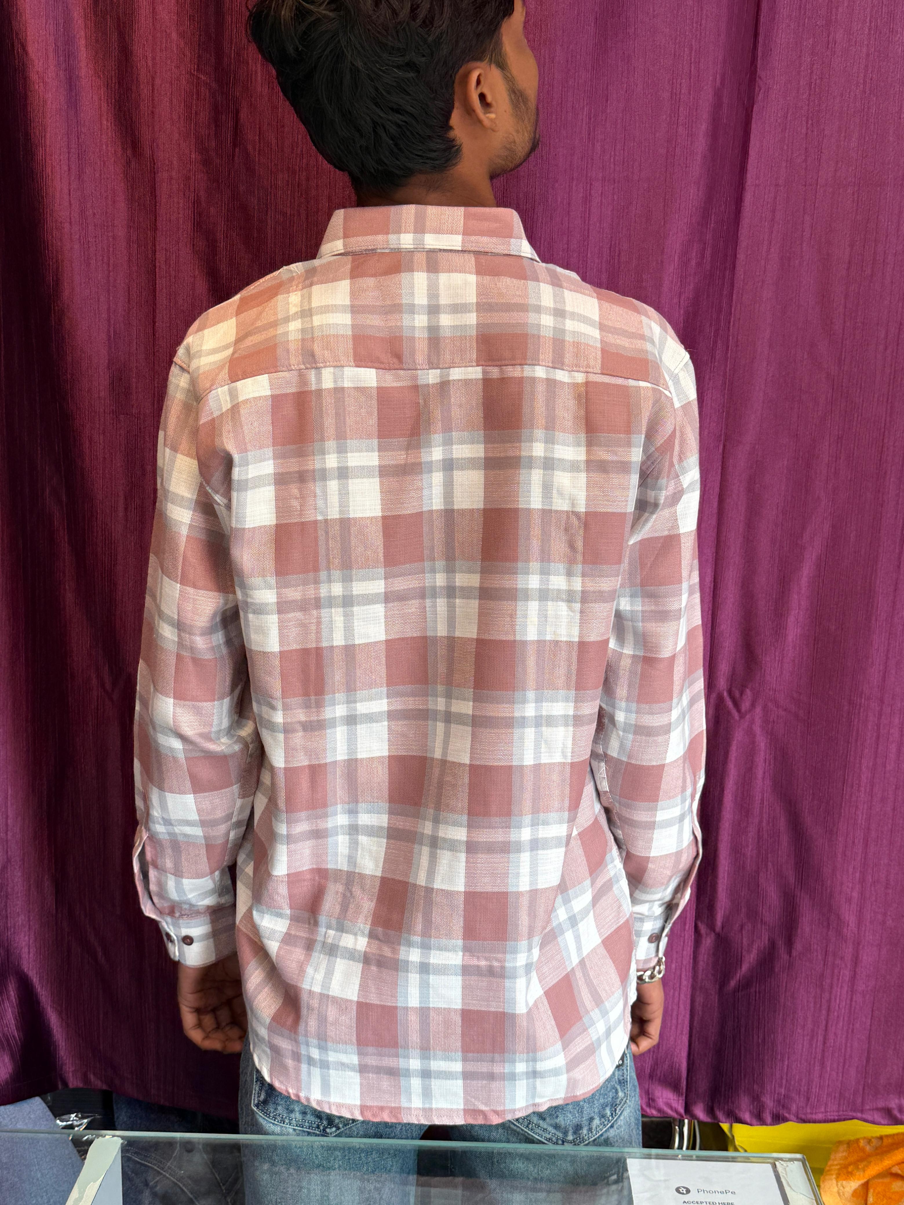 Trendy Men's Casual Cotton Blend Checked Shirt